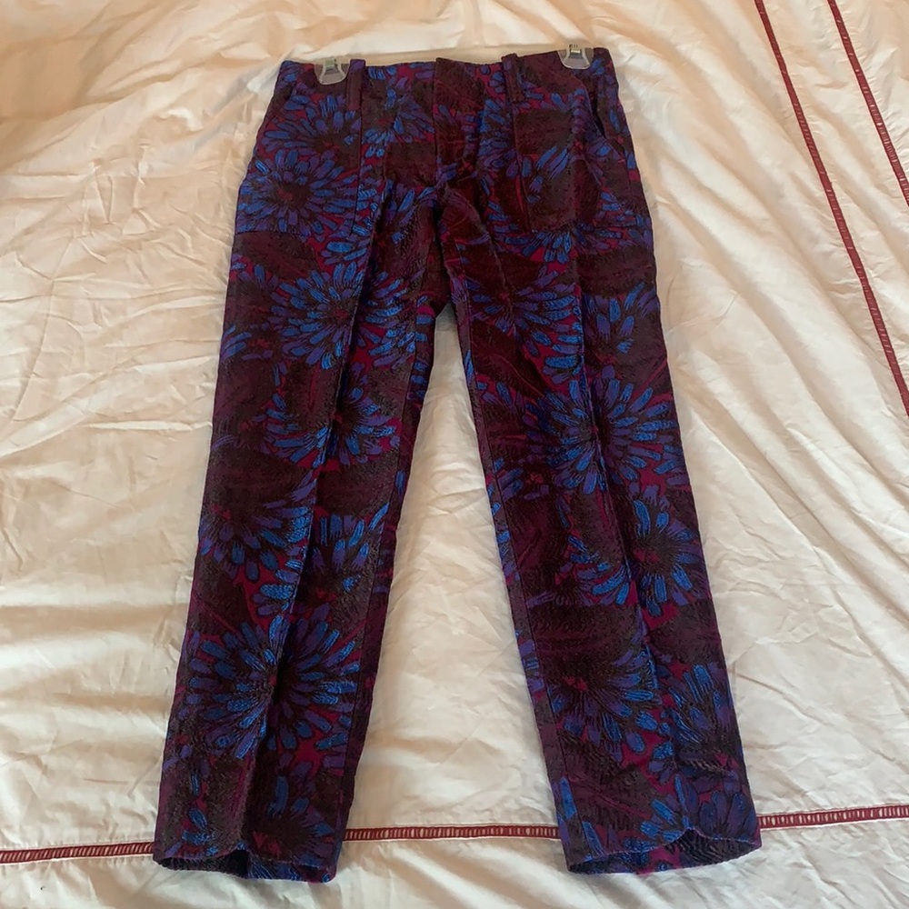 J Crew jewel-tone floral brocade pants